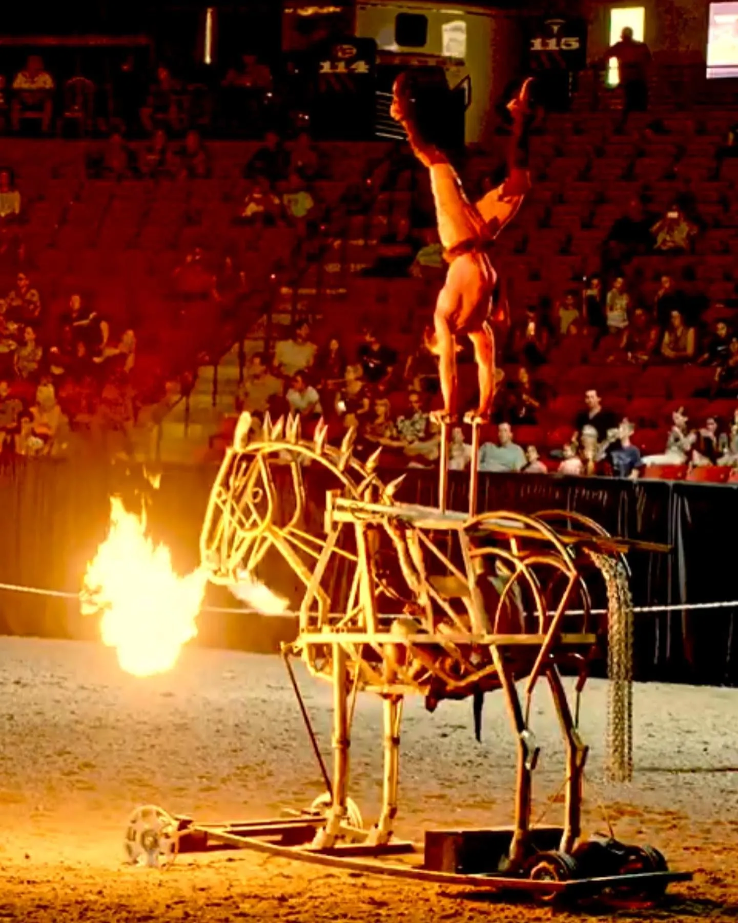 A skeleton horse with flames coming out of its mouth