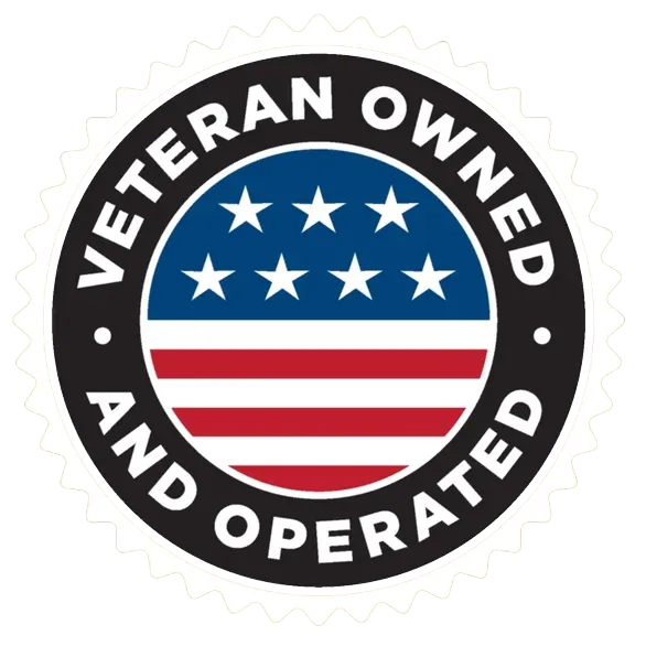 Badge that says Veteran Owned and Operated